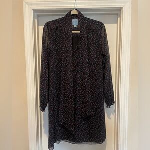 CeCe Black Dress with Pink and Blue Floral Accents